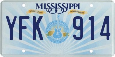 MS license plate YFK914