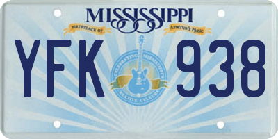 MS license plate YFK938