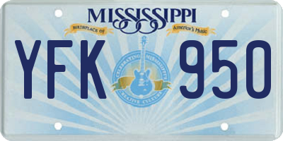 MS license plate YFK950