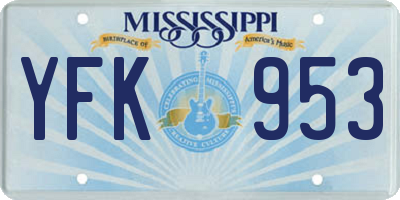 MS license plate YFK953