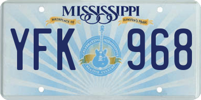 MS license plate YFK968