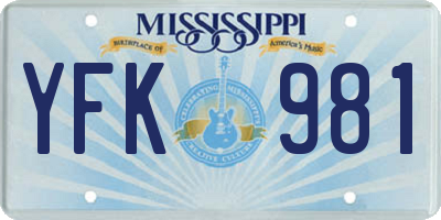 MS license plate YFK981