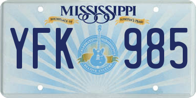 MS license plate YFK985