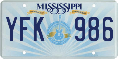 MS license plate YFK986