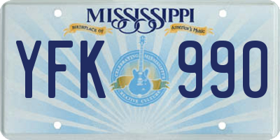 MS license plate YFK990
