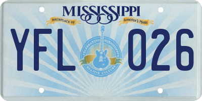 MS license plate YFL026