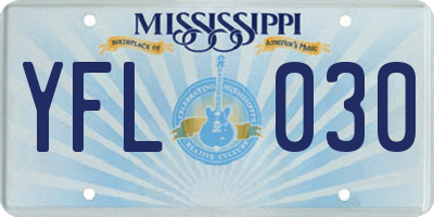 MS license plate YFL030