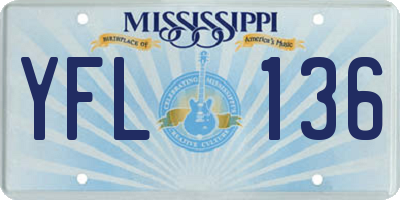 MS license plate YFL136