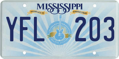 MS license plate YFL203
