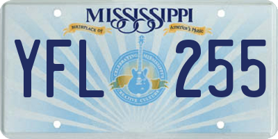 MS license plate YFL255