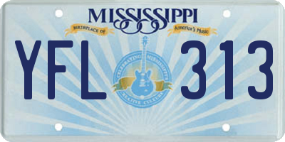 MS license plate YFL313