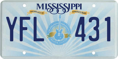 MS license plate YFL431