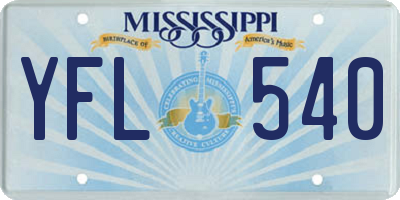 MS license plate YFL540