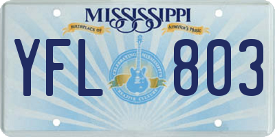 MS license plate YFL803