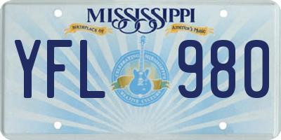 MS license plate YFL980
