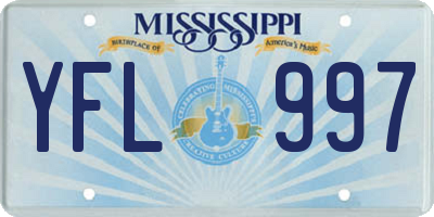 MS license plate YFL997