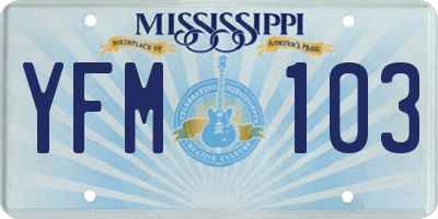 MS license plate YFM103