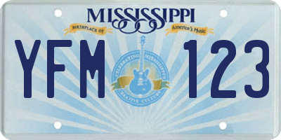 MS license plate YFM123