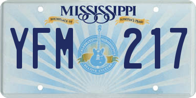 MS license plate YFM217