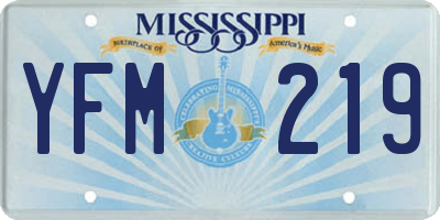 MS license plate YFM219