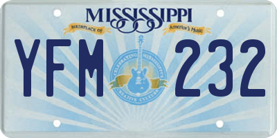 MS license plate YFM232