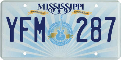 MS license plate YFM287