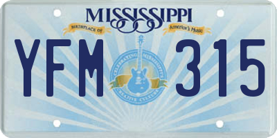 MS license plate YFM315