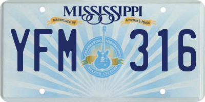 MS license plate YFM316