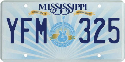 MS license plate YFM325