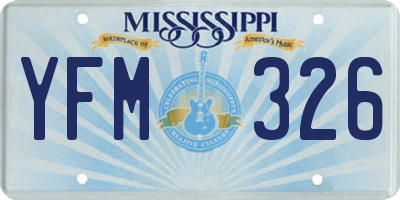MS license plate YFM326