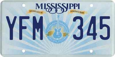 MS license plate YFM345