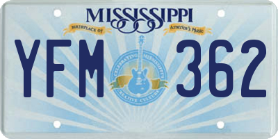 MS license plate YFM362