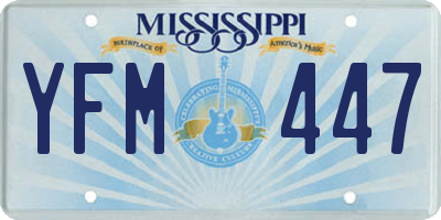 MS license plate YFM447