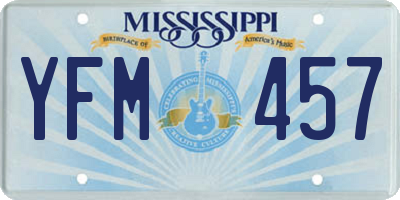 MS license plate YFM457