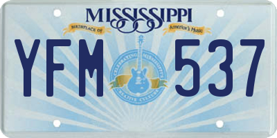 MS license plate YFM537