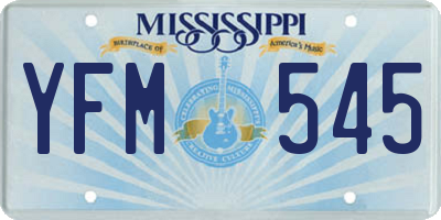 MS license plate YFM545