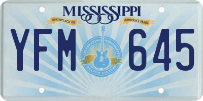 MS license plate YFM645