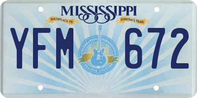 MS license plate YFM672
