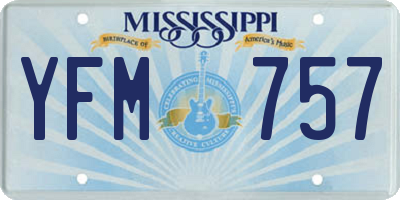 MS license plate YFM757