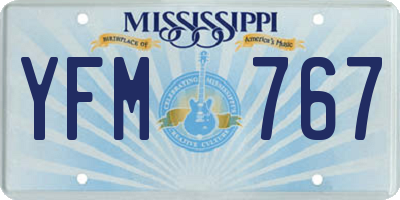 MS license plate YFM767