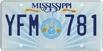 MS license plate YFM781