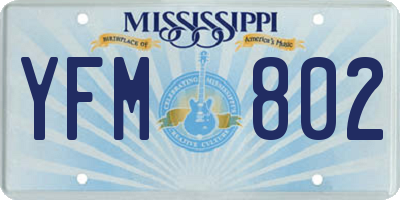 MS license plate YFM802