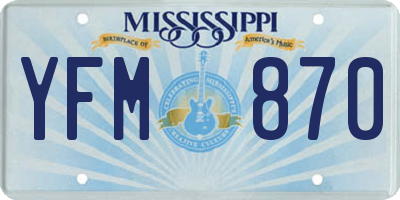 MS license plate YFM870