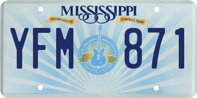 MS license plate YFM871