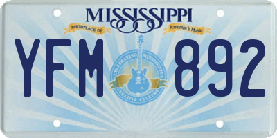 MS license plate YFM892