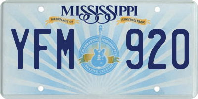 MS license plate YFM920