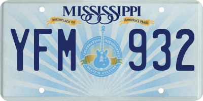 MS license plate YFM932