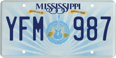 MS license plate YFM987