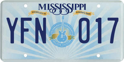 MS license plate YFN017
