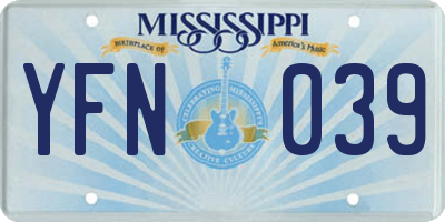 MS license plate YFN039